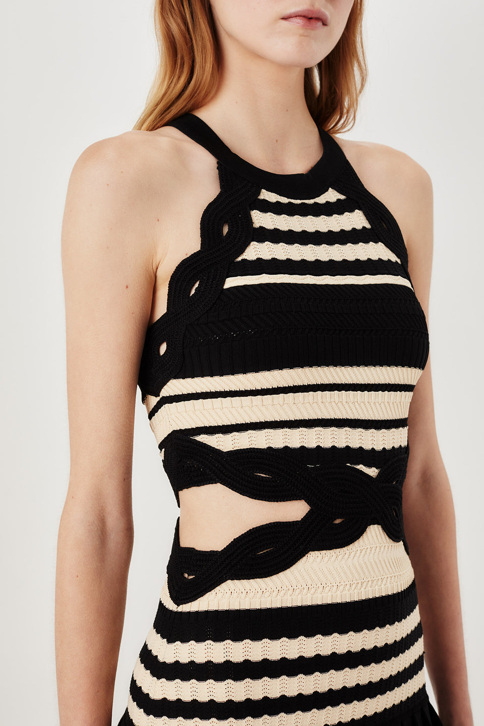 Robe en maille rayée