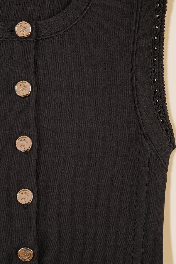 Top en maille à boutonnage