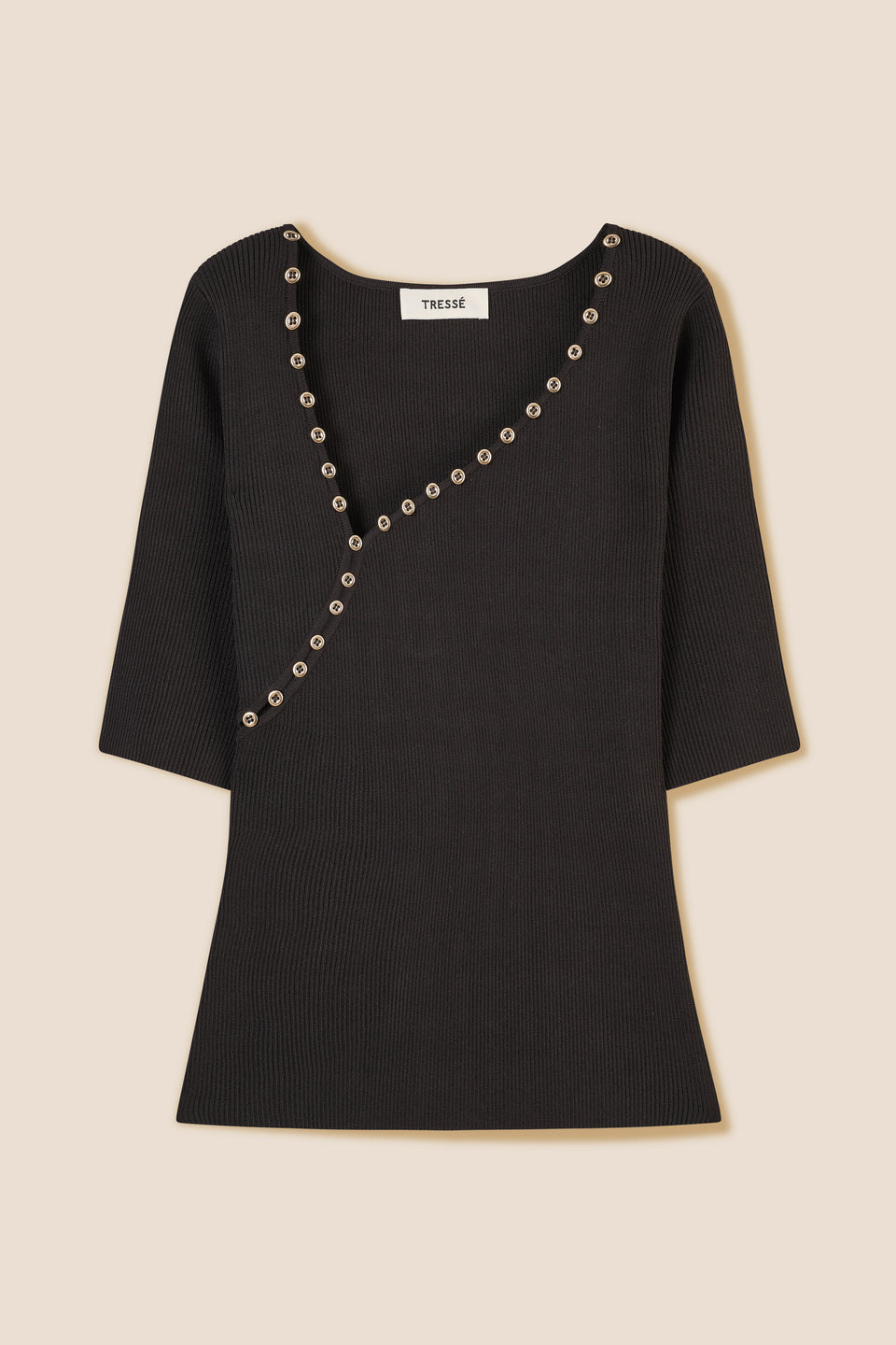 Top en maille à encolure asymétrique