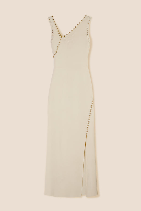 Robe en maille à encolure asymétrique