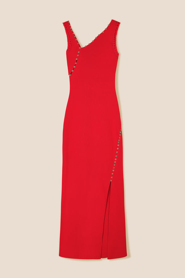 Robe en maille à encolure asymétrique