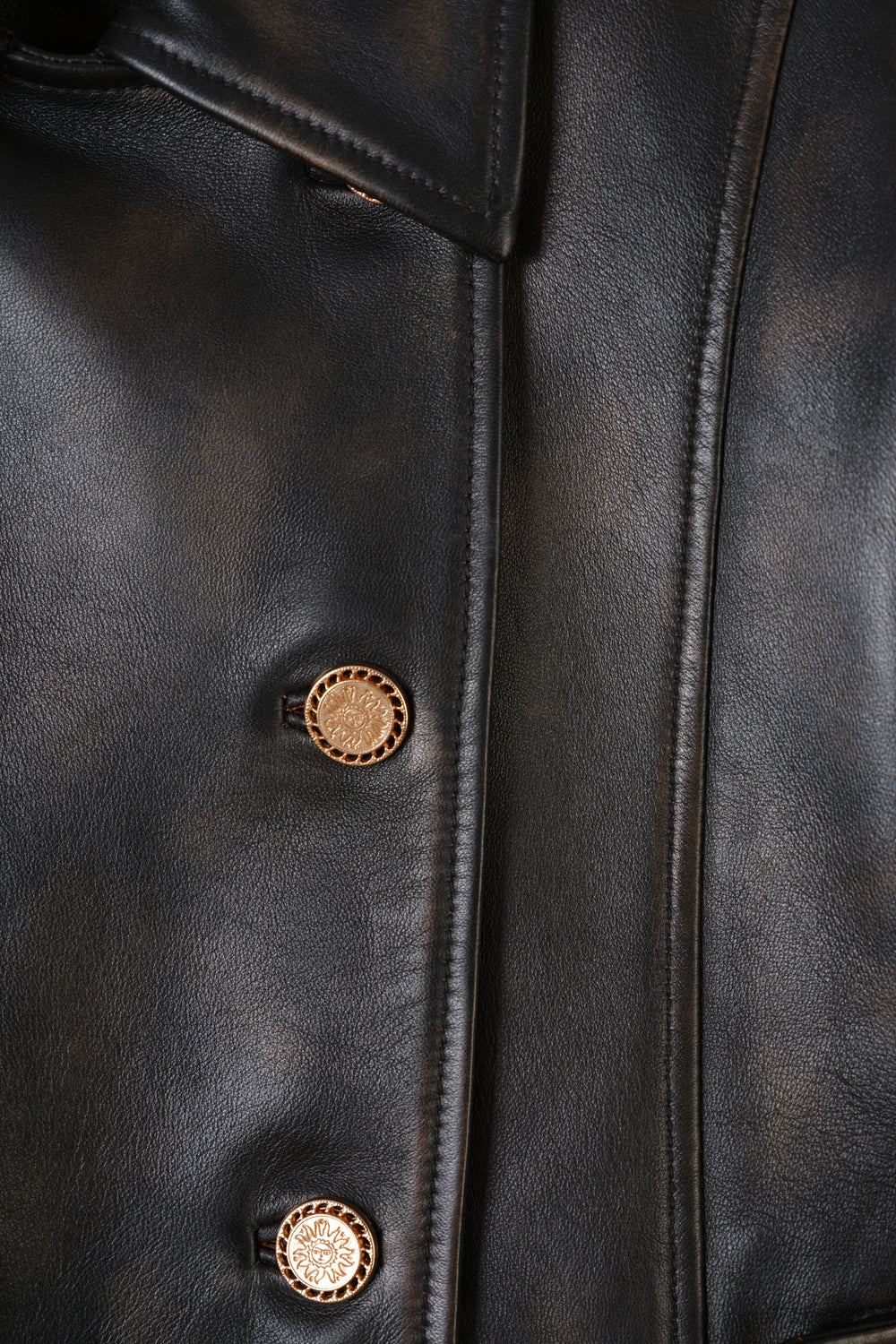 Veste en cuir à double boutonnage