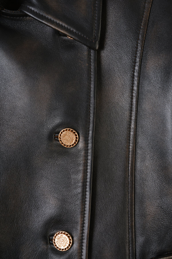 Veste en cuir à double boutonnage