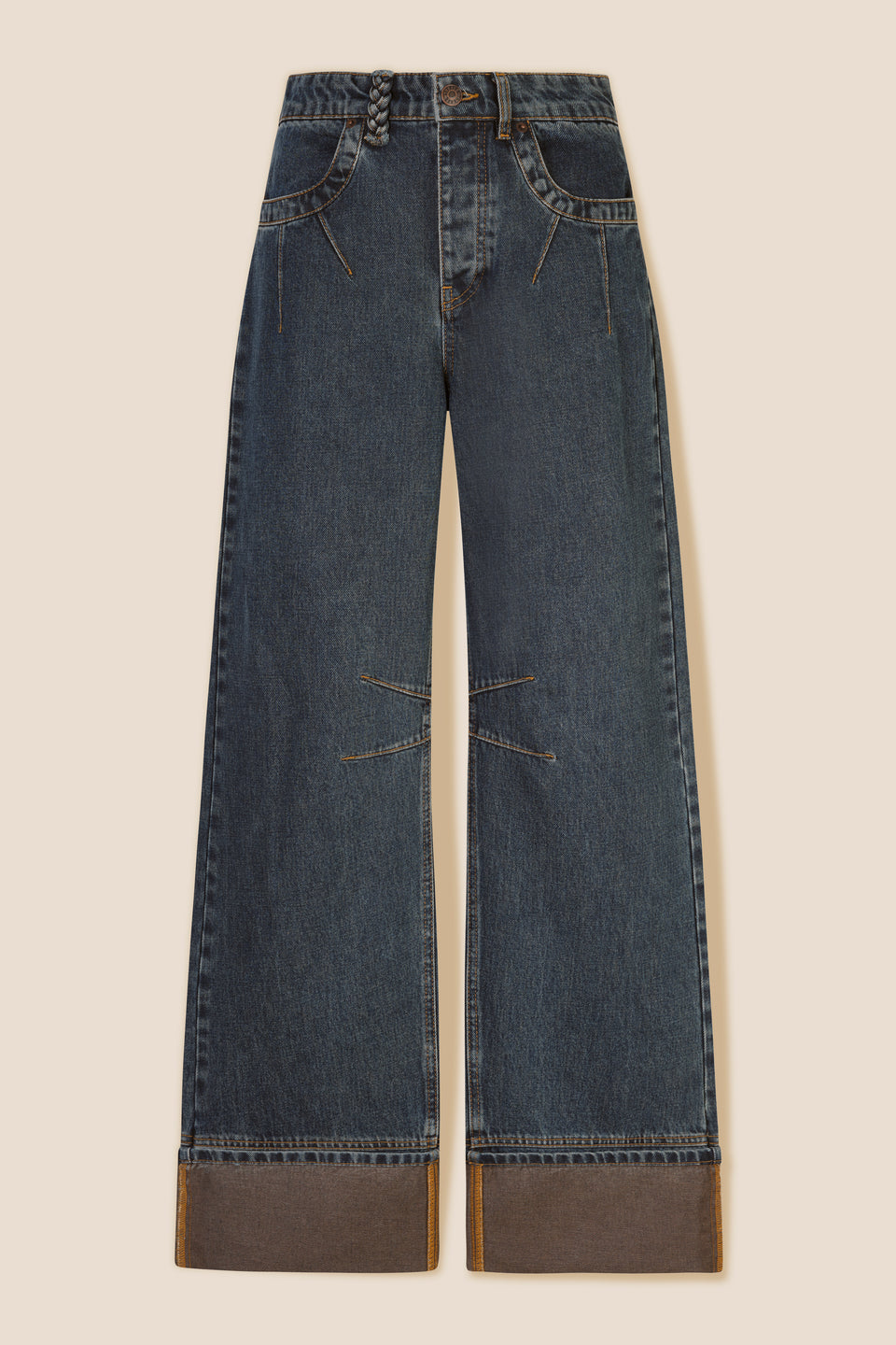 Topstitched denim