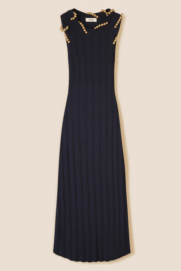 Robe en maille avec billes dorées