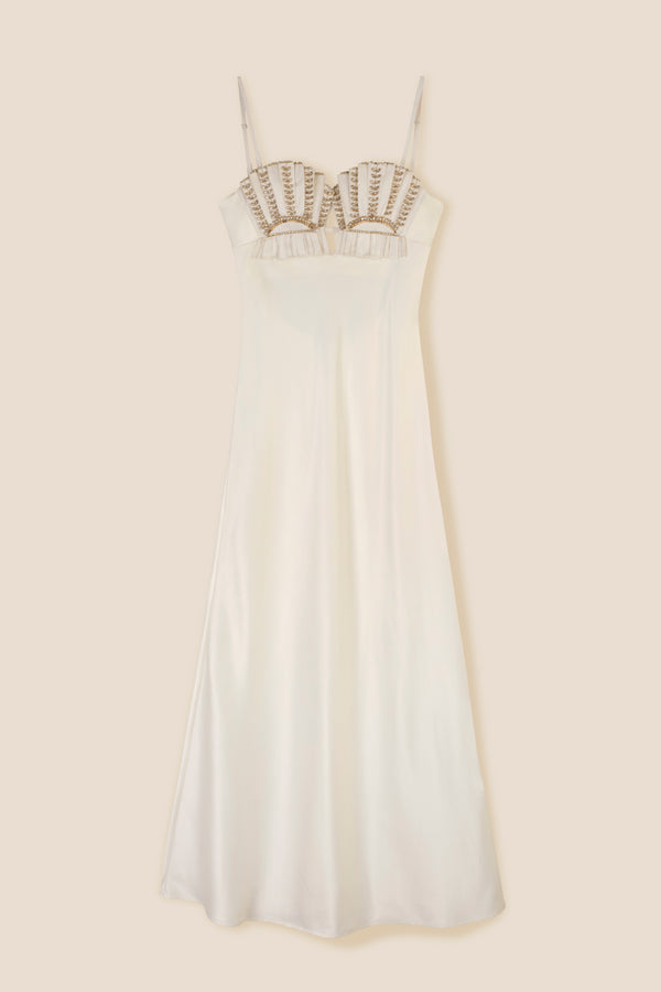Robe longue en satin