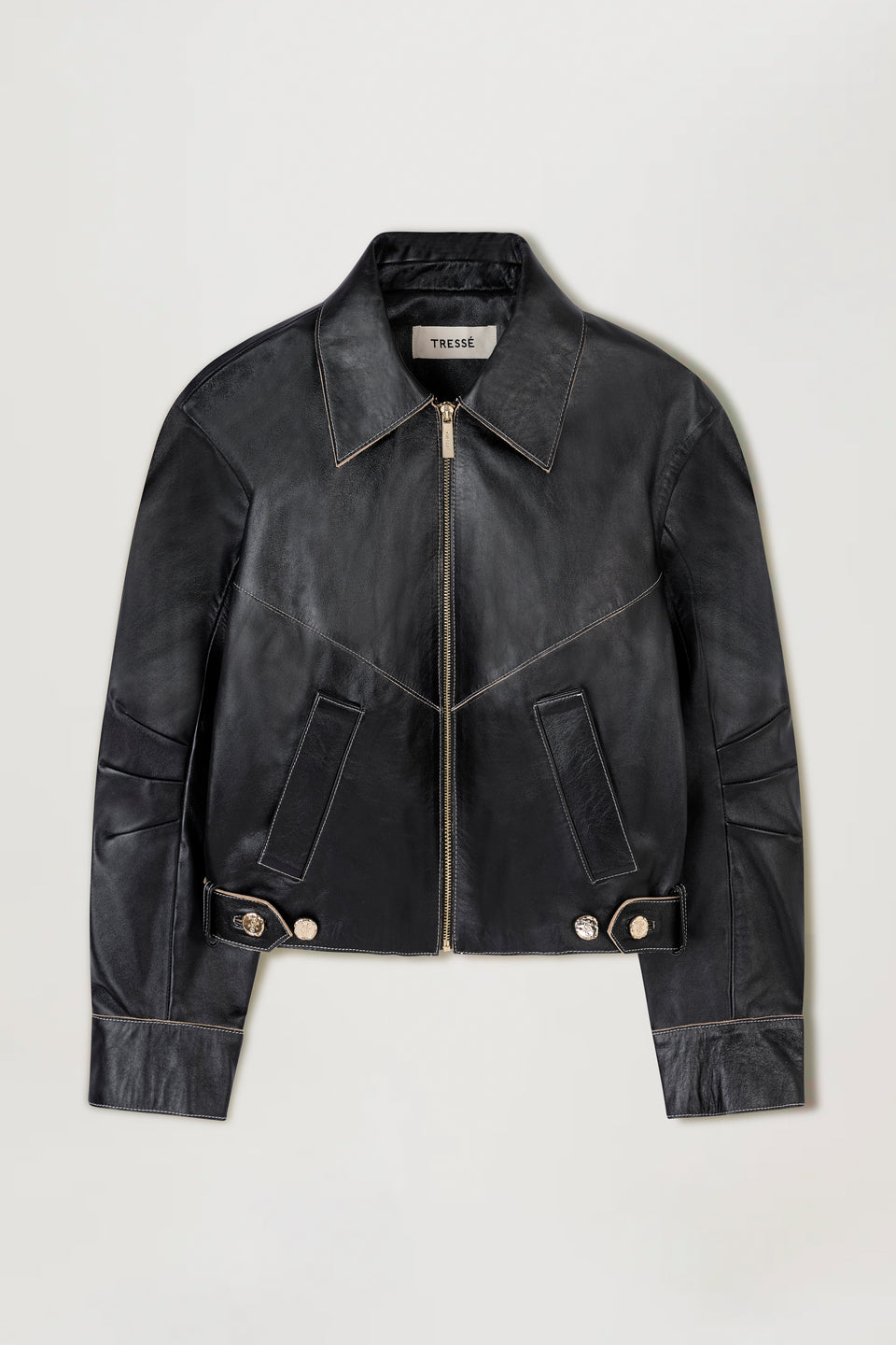 Veste en cuir à bords francs