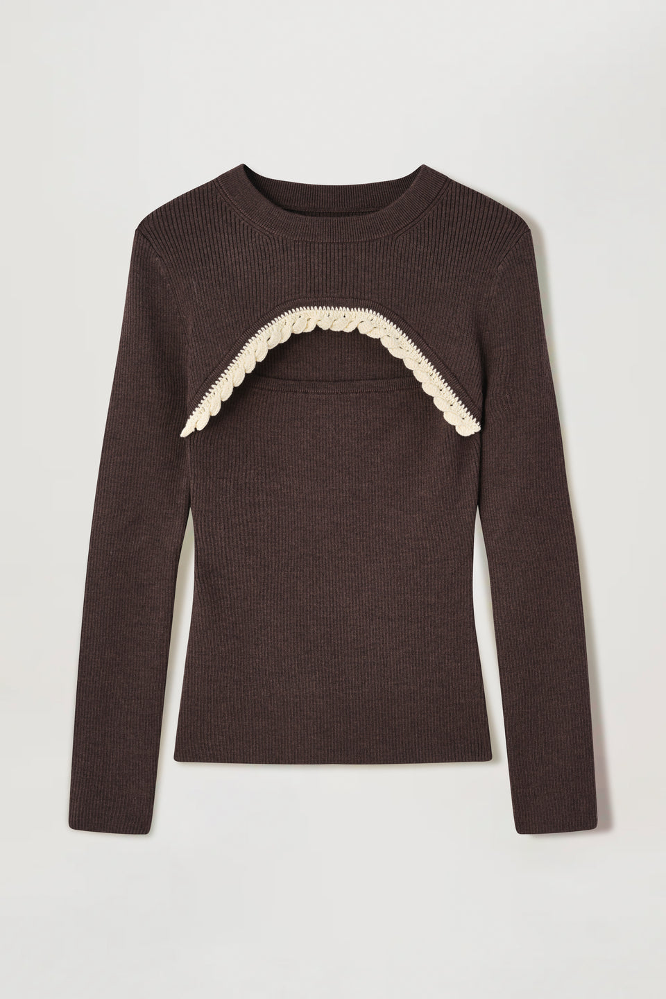 Fine sweater with half-moon opening