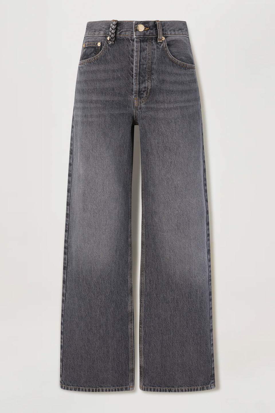Denim anthracite à détail bijoux au dos