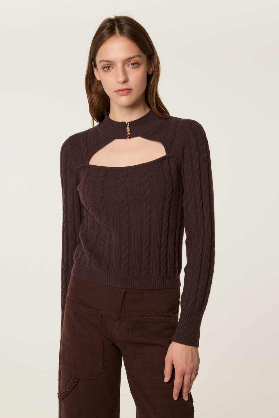 Pull à ouverture en laine