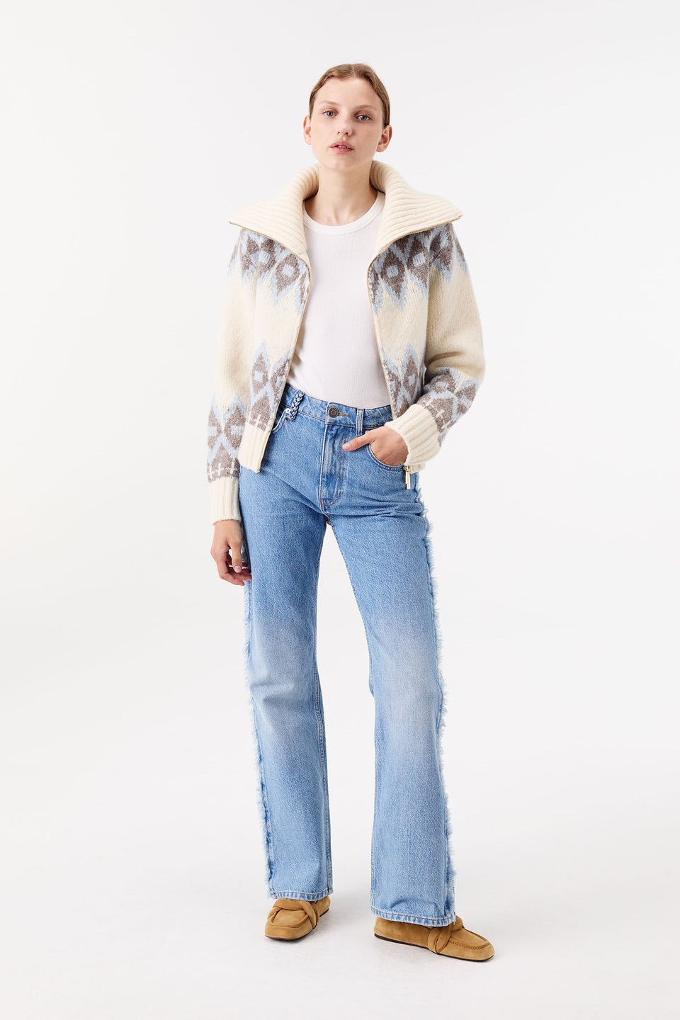 Jacquard pattern cardigan