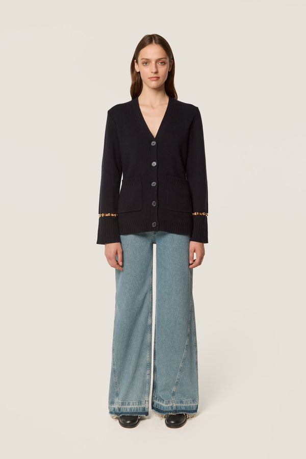 Cardigan à billes dorées