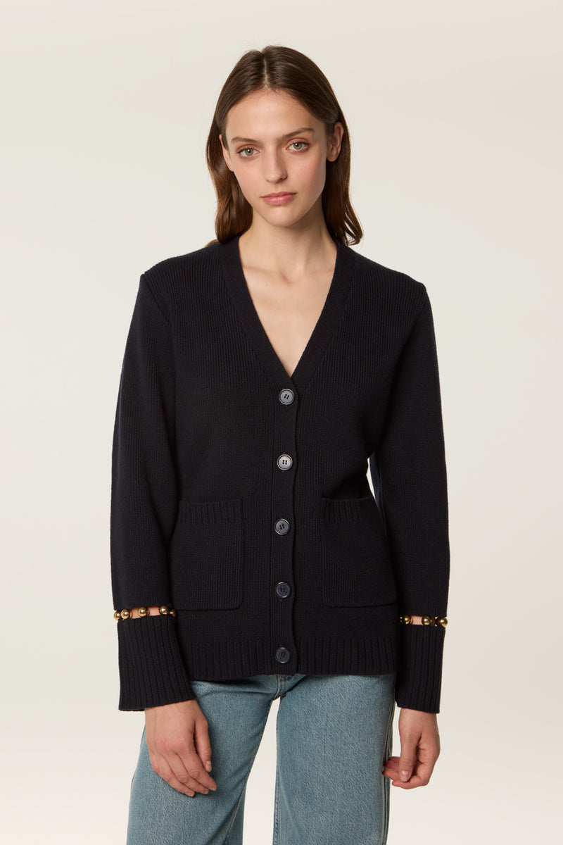 Cardigan à billes dorées