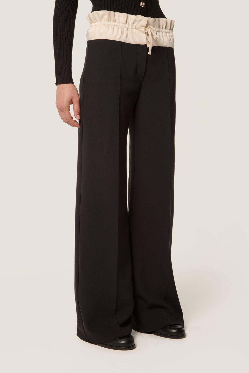 Pantalon à ceinture satin