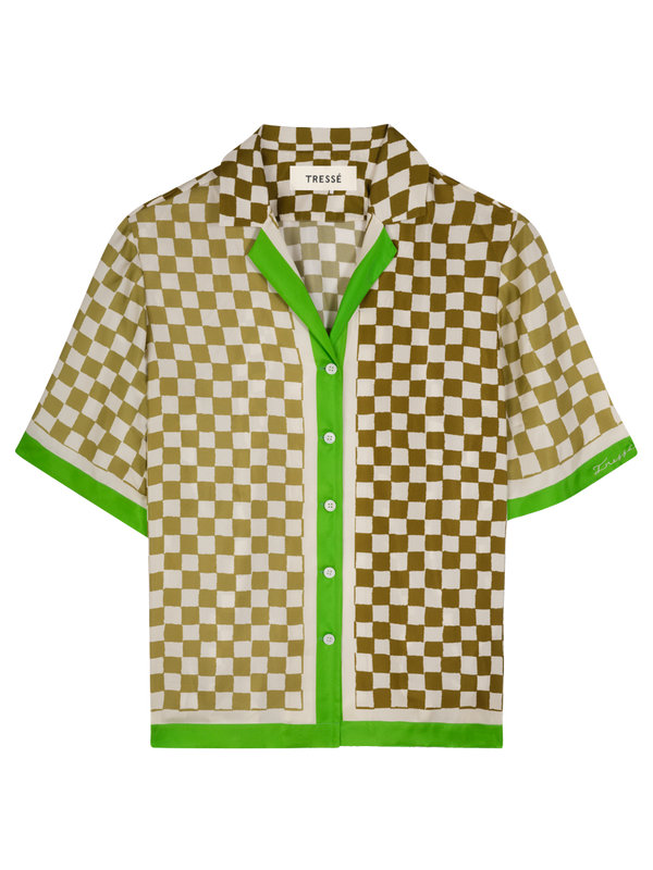 Chemise en soie à damiers