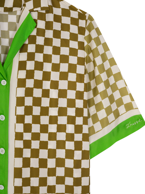 Chemise en soie à damiers