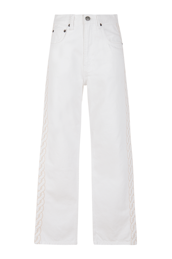 Denim blanc broderie tresse