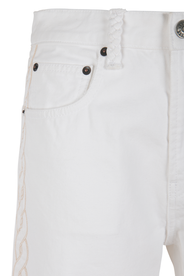 Denim blanc broderie tresse