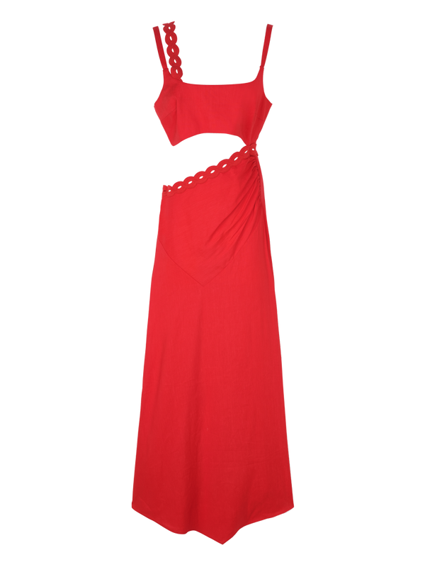 Robe longue effet brassière à galon