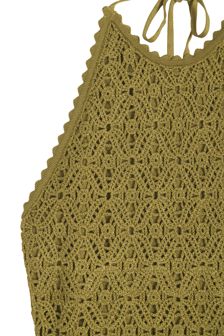 Long backless crochet dress