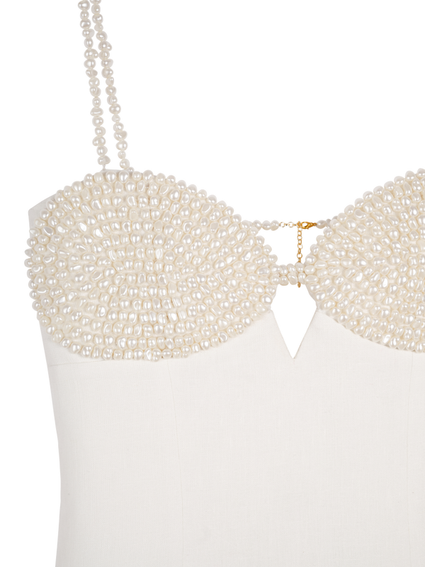 Robe courte cintrée et brodée