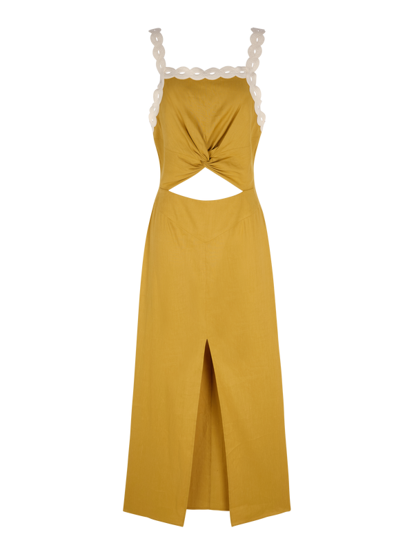 Robe longue à découpe
