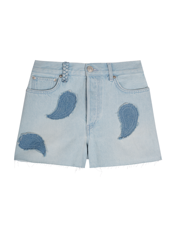 Short en denim à patchwork