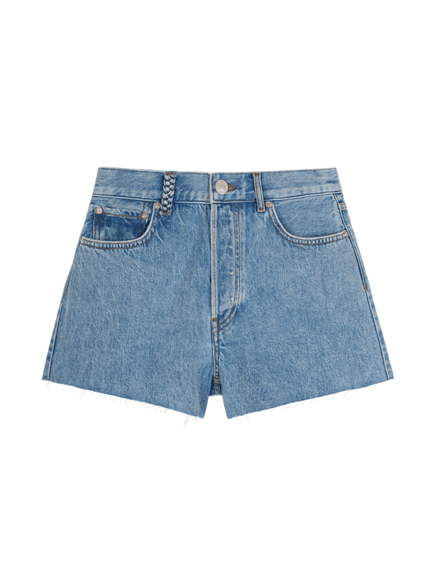 Short en denim brodés