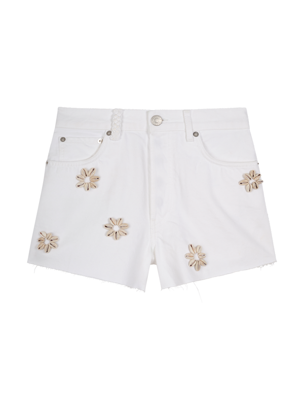 Short en denim orné de coquillages