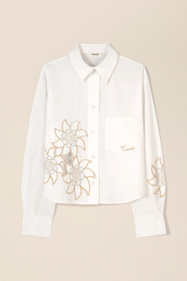 Chemise courte à broderies dorées