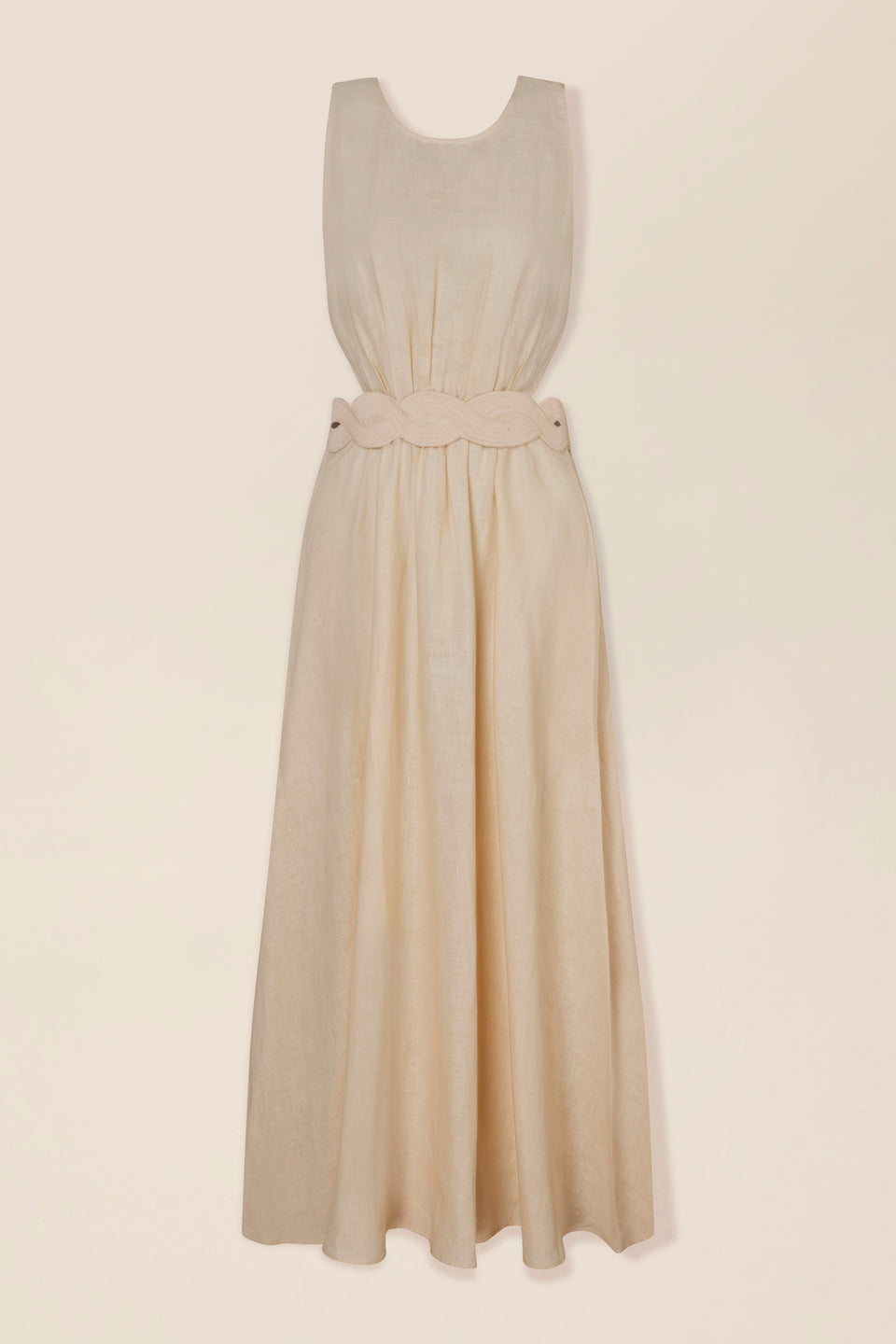 Robe longue à ceinture en galon