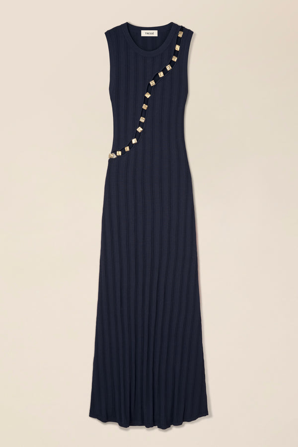 Robe en maille détail dorés