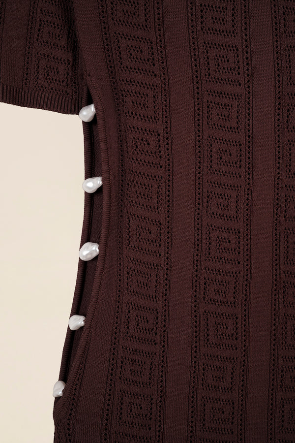 Robe longue à motifs ajourés