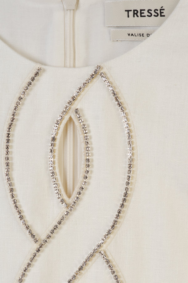 Robe courte à tresse écrue