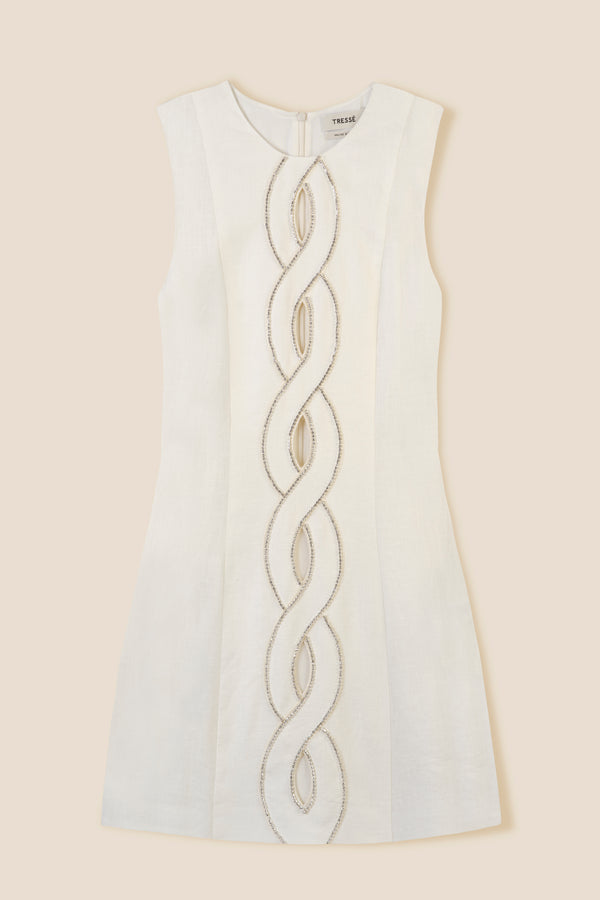 Robe courte à tresse écrue