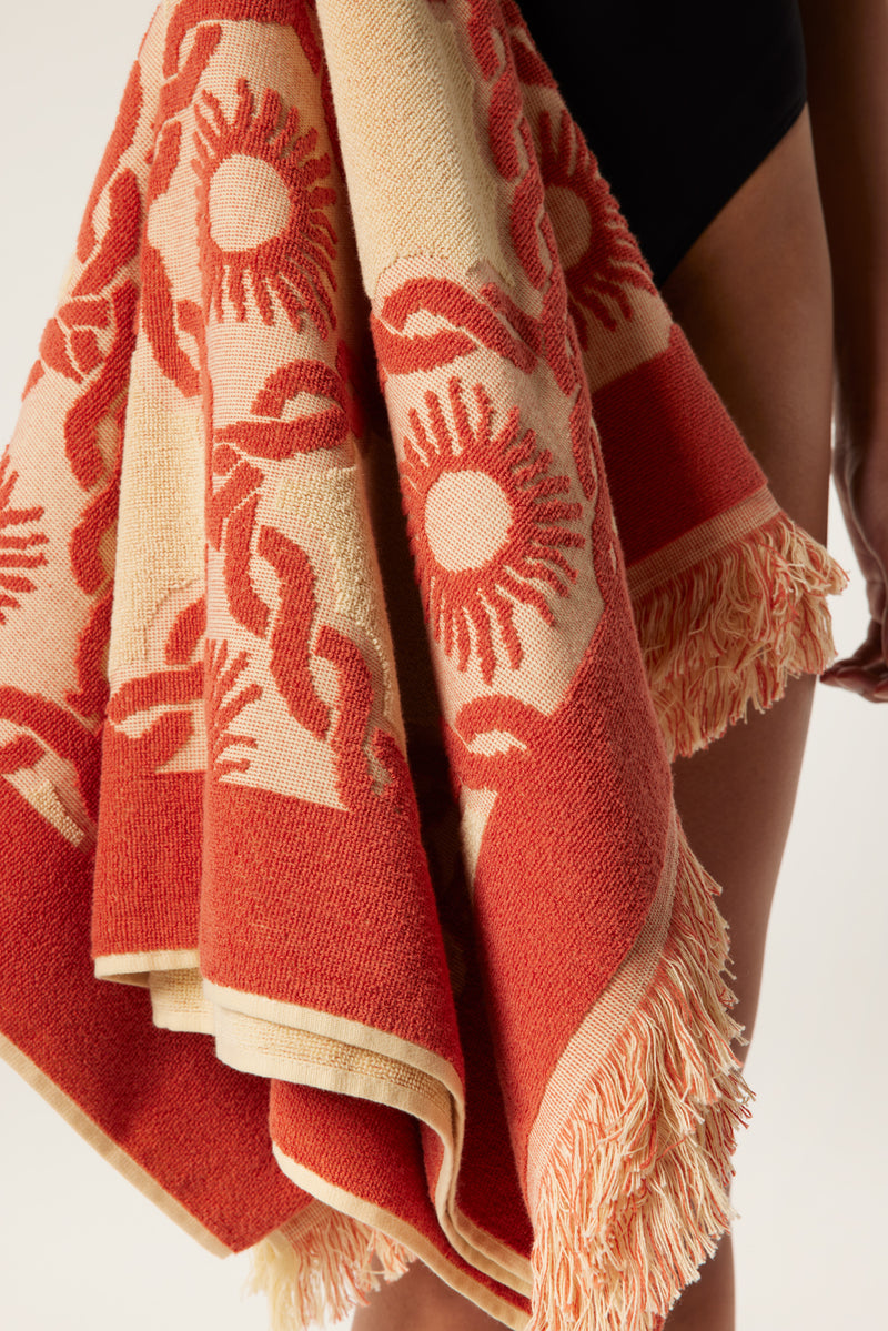 Serviette de plage en jacquard