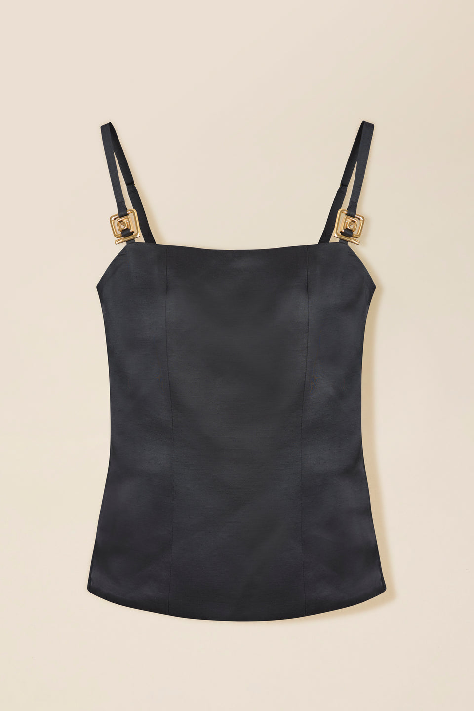 Top en satin à bijoux dorés