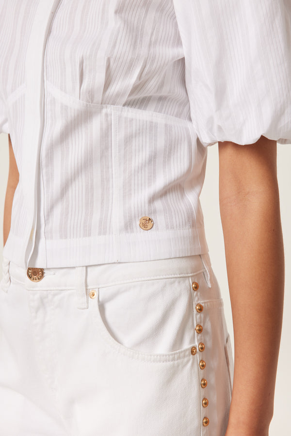 Chemise à manches courtes bouffantes
