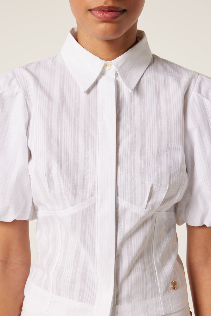 Chemise à manches courtes bouffantes
