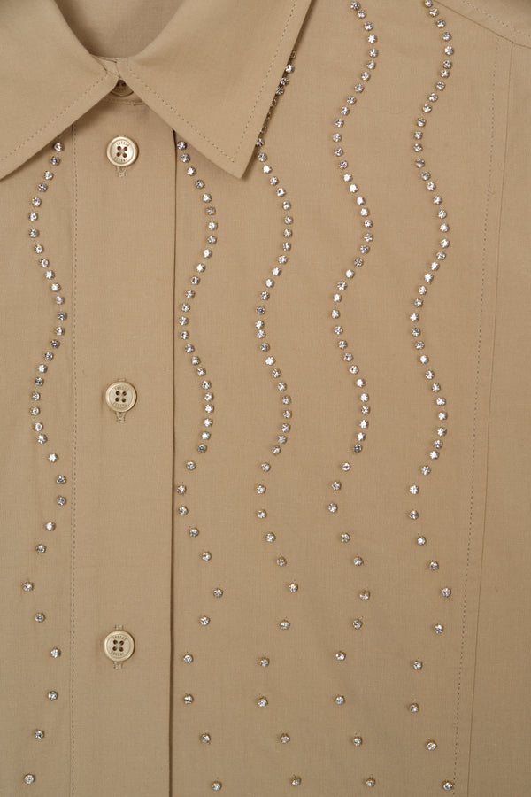 Chemise courte à strass