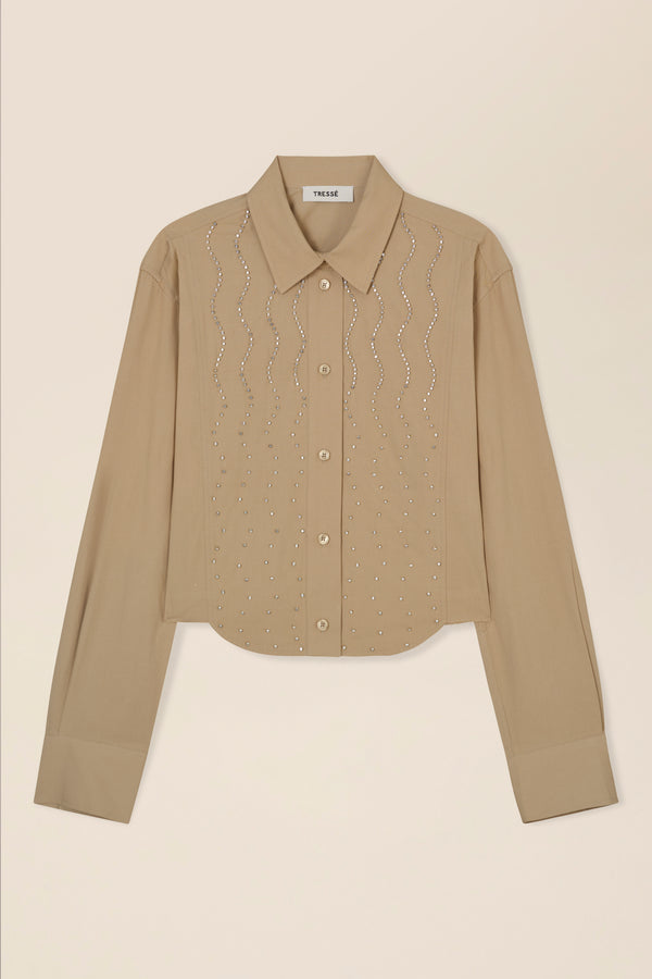 Chemise courte à strass