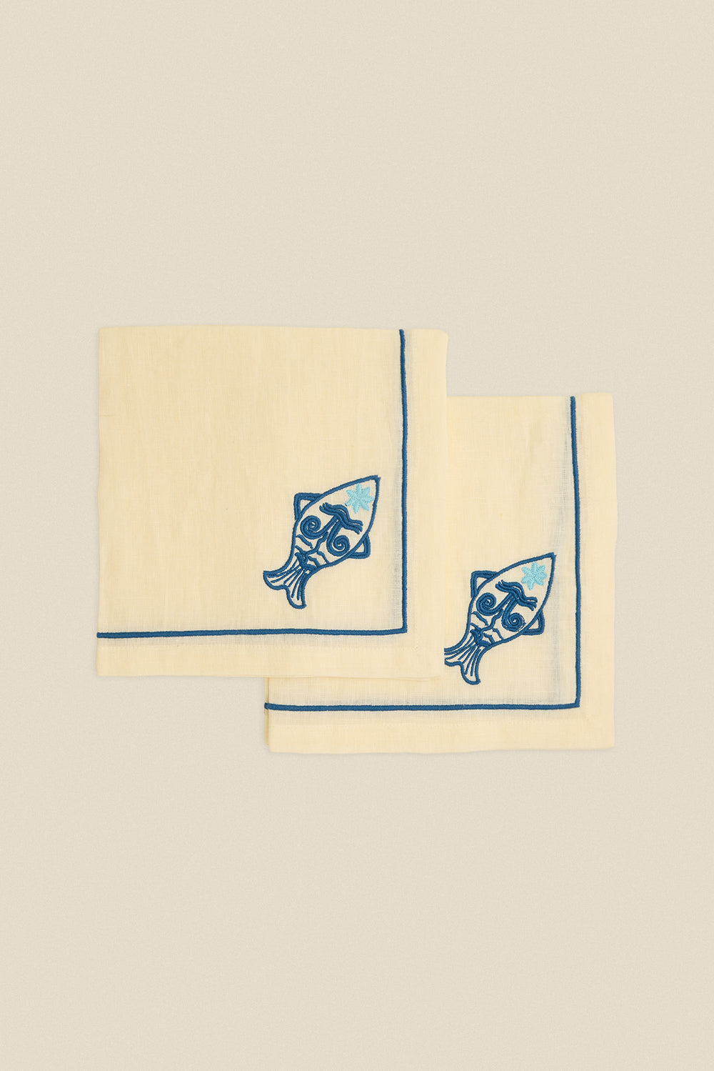 Embroidered fish napkin
