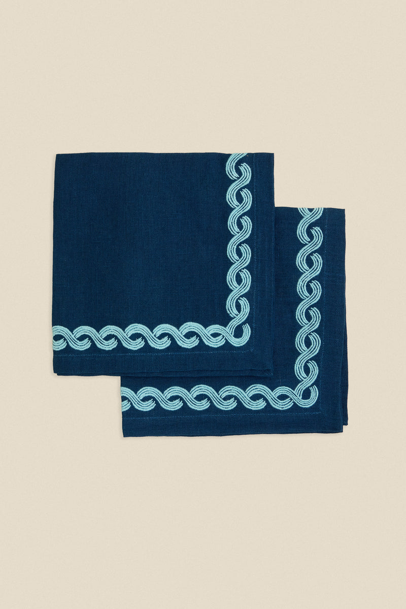 Serviette de table brodée tresse