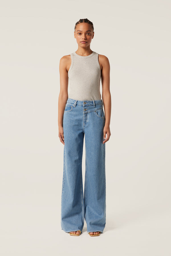 Denim double ceinture
