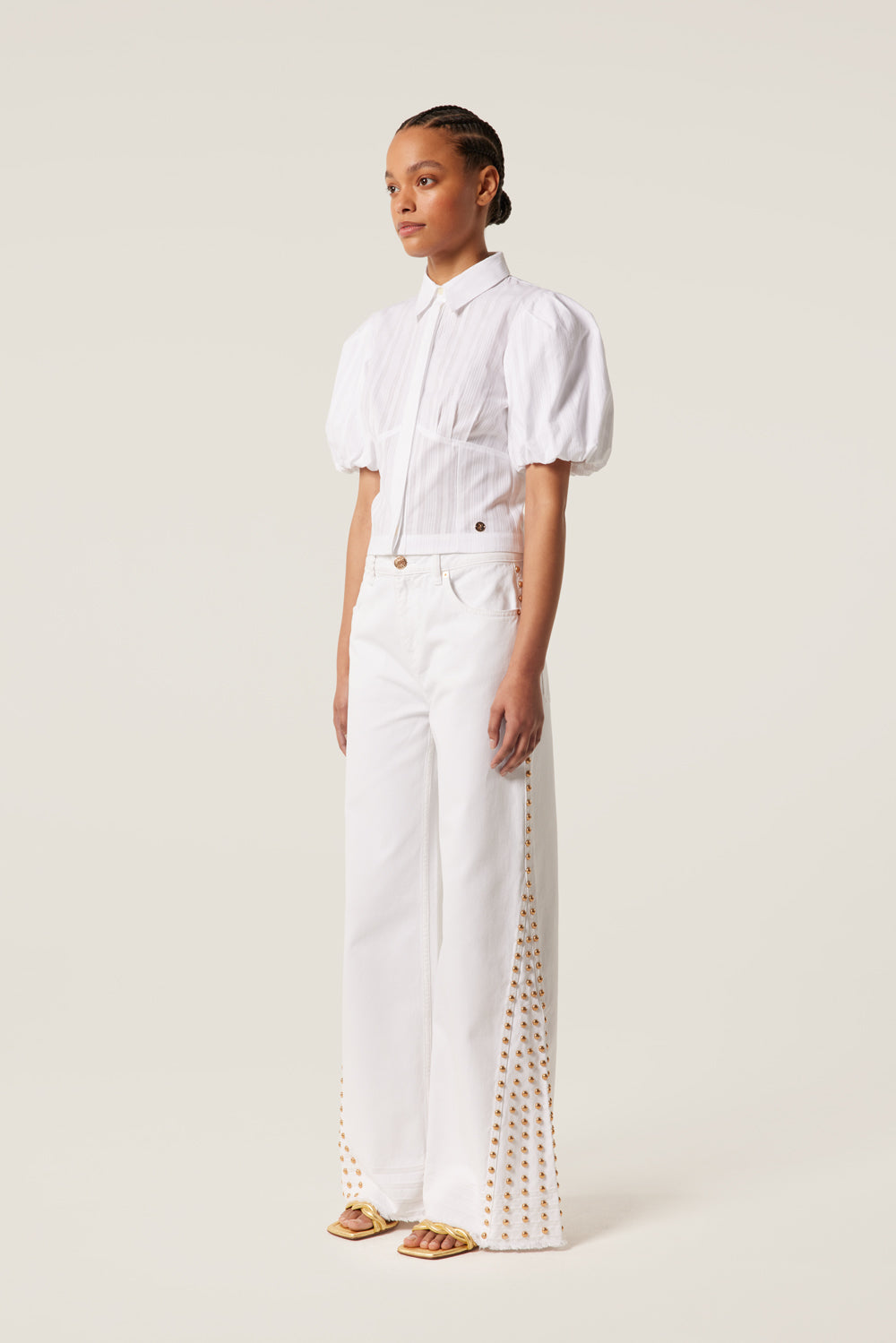 Chemise à manches courtes bouffantes