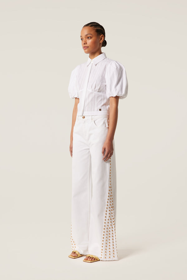 Chemise à manches courtes bouffantes
