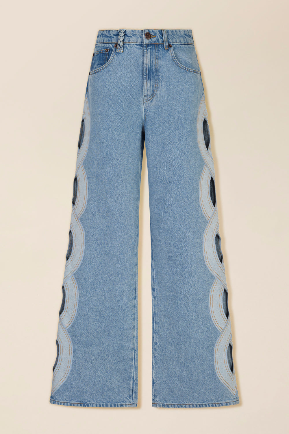 Light denim with braid opening