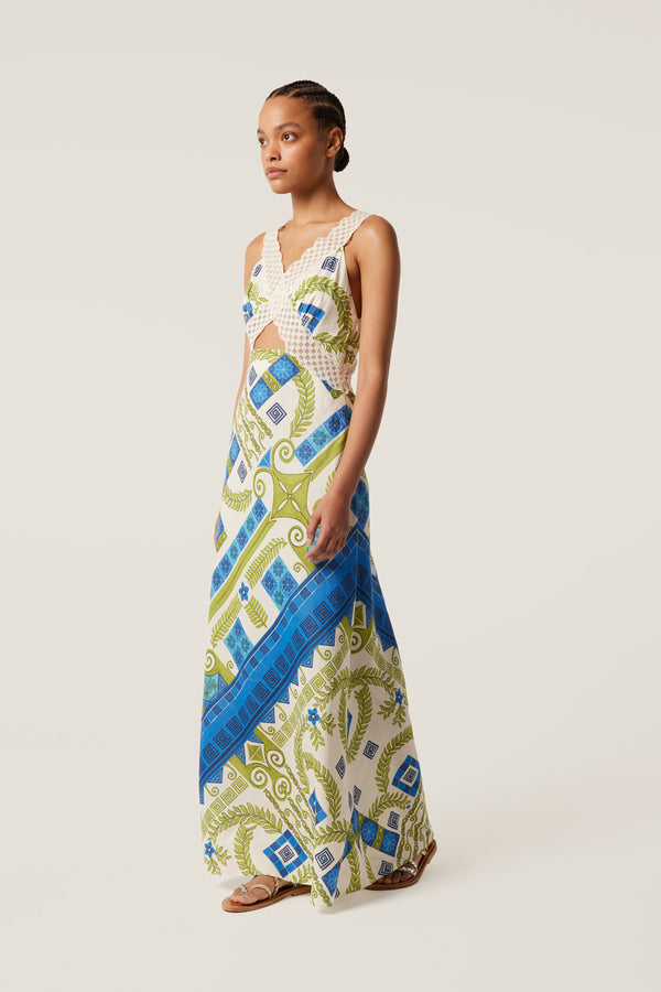 Robe longue à détail dentelle
