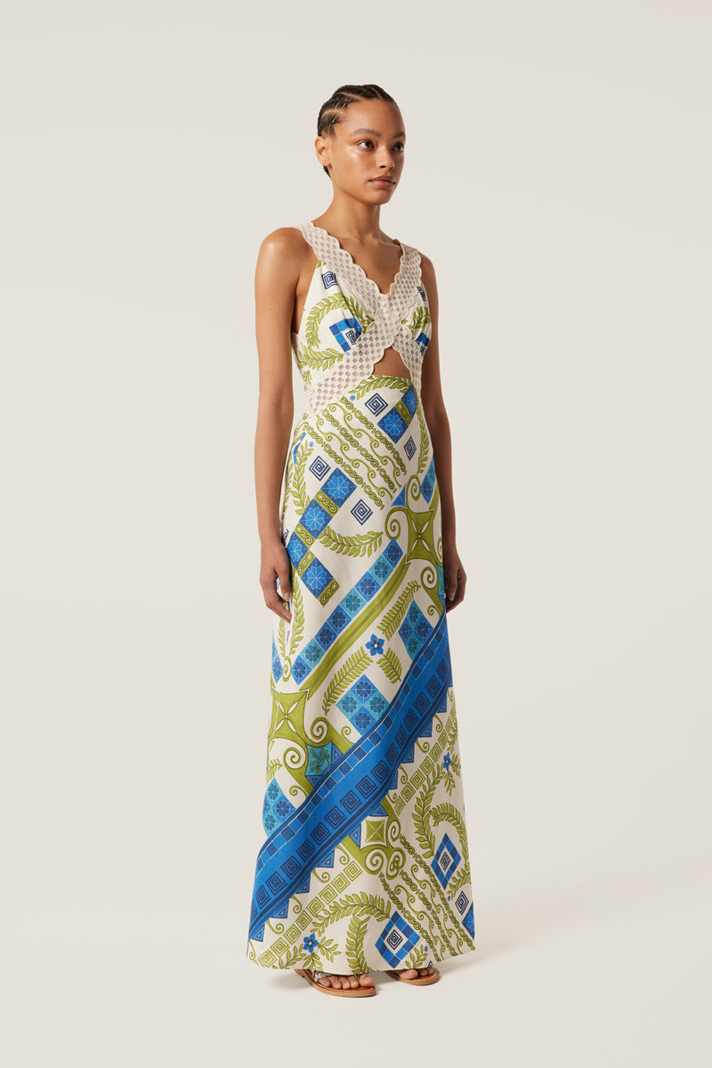 Robe longue à détail dentelle