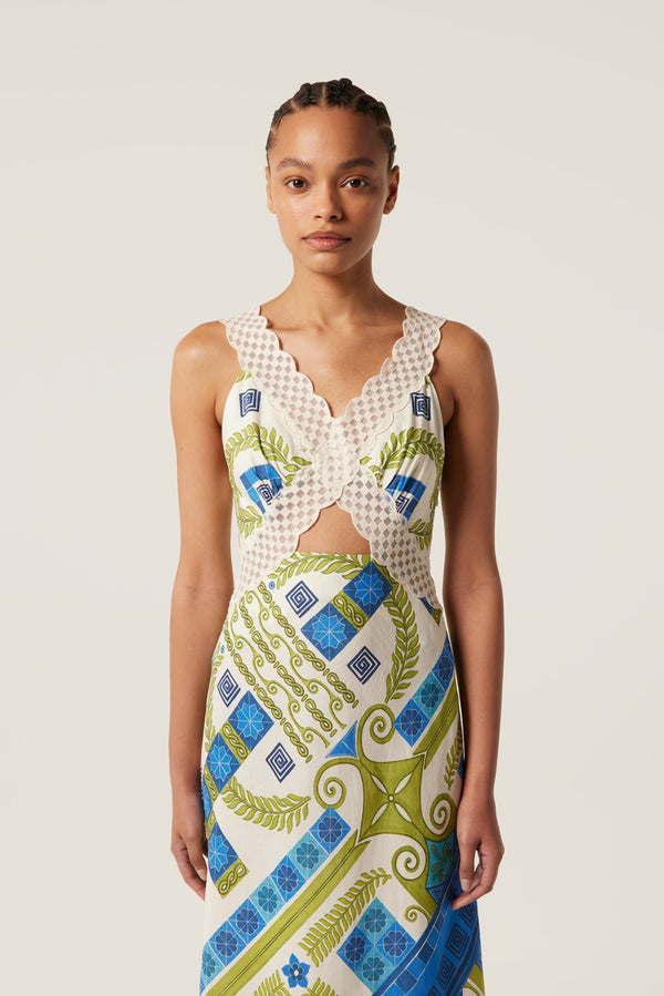 Robe longue à détail dentelle